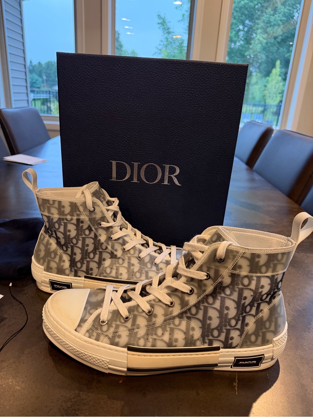 Dior Gray Dior Oblique High-Top Sneakers